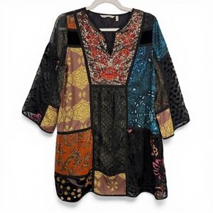 Soft Surroundings Patchwork Tunic‎ Top PM Petite Medium Sequin Embroidered Boho